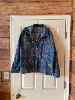 Chico's vintage denim jacket, Asian influence, L, worn twice